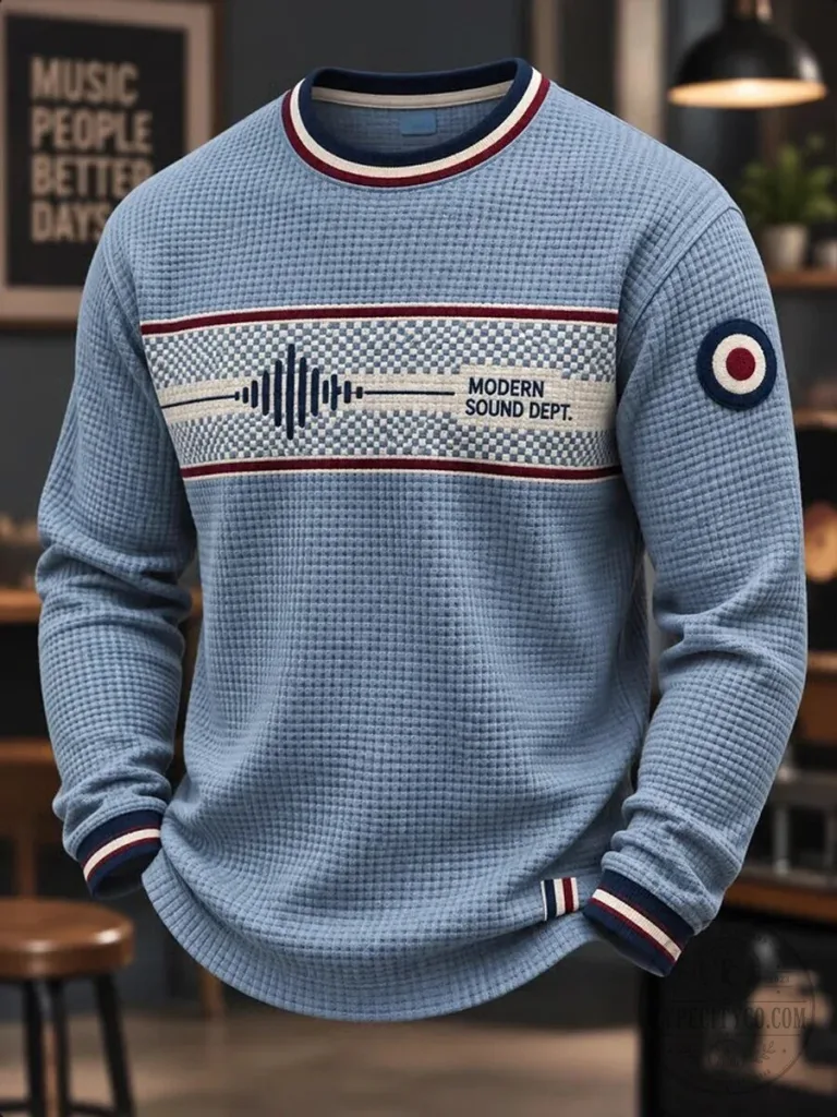 Modern Sound Department Blue Waffle Knit Long Sleeve Sweatshirt 34 Modern Sound Department Blue Waffle Knit Long Sleeve Sweatshirt