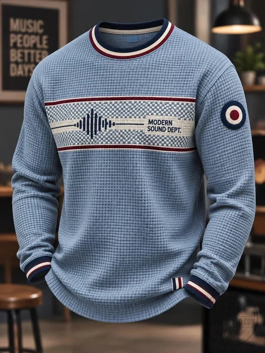 Modern Sound Department Blue Waffle Knit Long Sleeve Sweatshirt