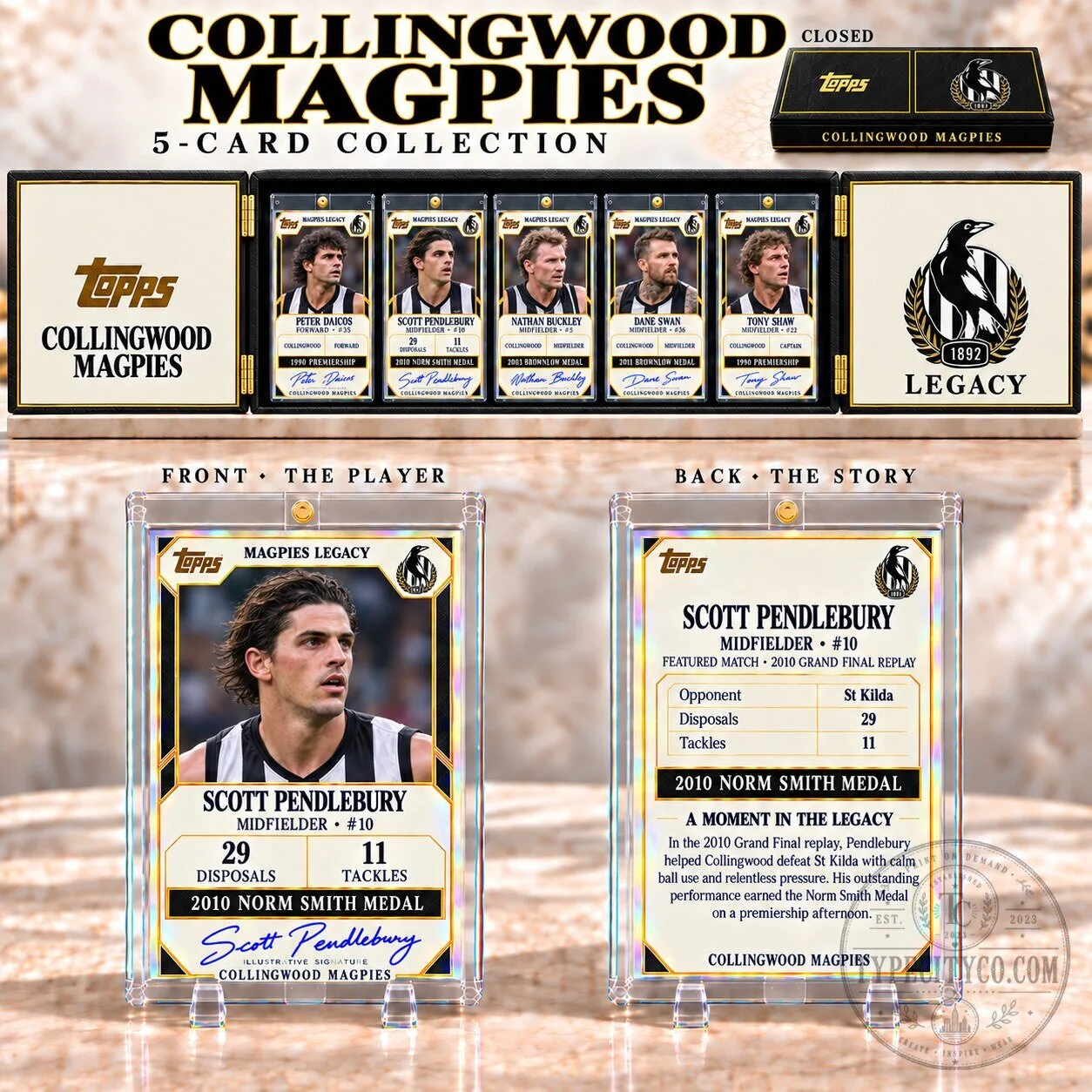 Collingwood Magpies Australian Rules Football Topps Legacy 5-Card Collection Box Set