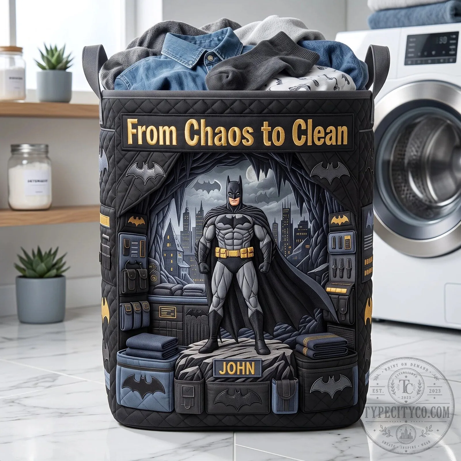 Batman From Chaos to Clean Personalized Laundry Basket