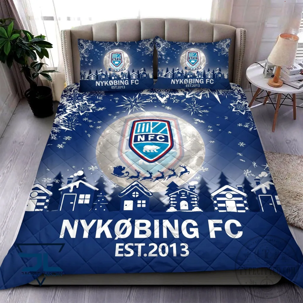 Nykøbing FC Football Club Winter Christmas Quilted Bedding Set Nykøbing FC Football Club Winter Christmas Quilted Bedding Set