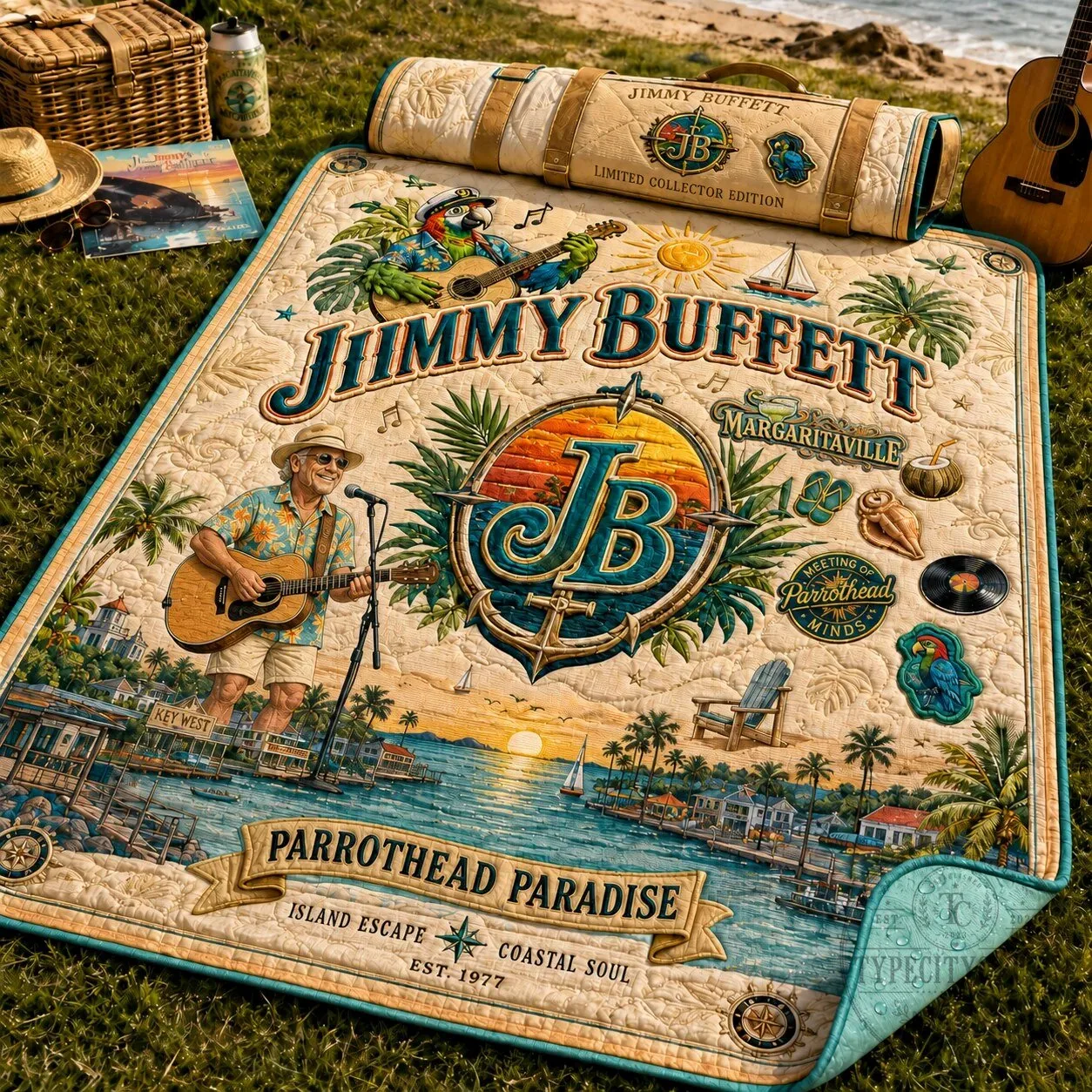 Jimmy Buffett Parrothead Paradise Island Escape Coastal Soul Picnic Blanket 8 Jimmy Buffett Parrothead Paradise Island Escape Coastal Soul Picnic Blanket