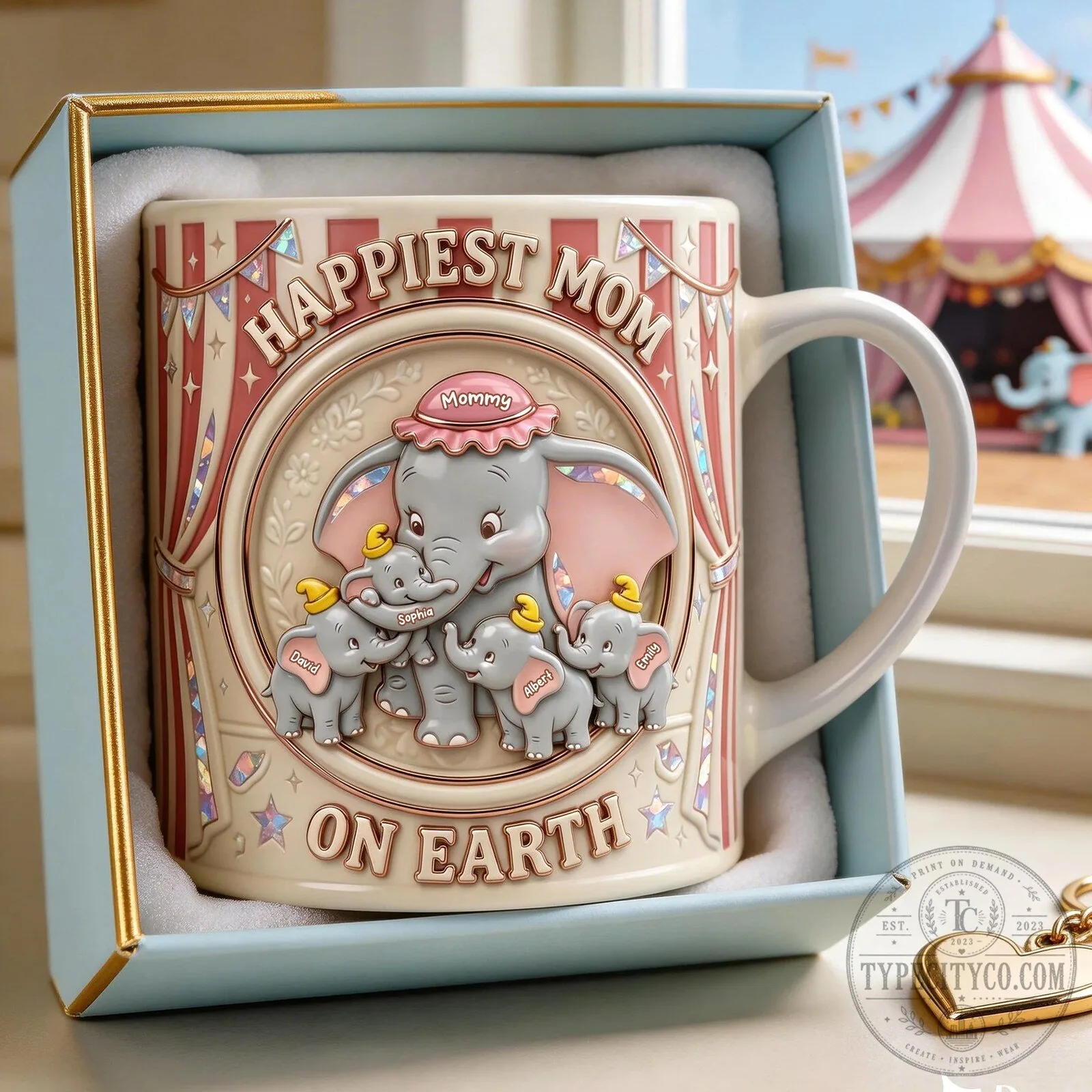 Happiest Mom on Earth Dumbo Elephant Personalized Coffee Mug 8 Happiest Mom on Earth Dumbo Elephant Personalized Coffee Mug