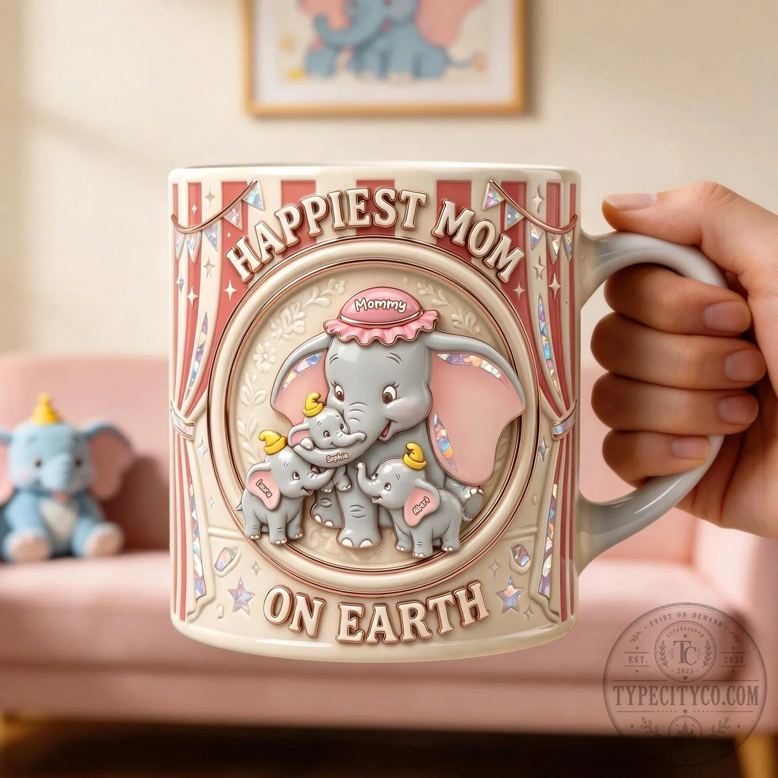 Happiest Mom on Earth Dumbo Elephant Personalized Coffee Mug 9 Happiest Mom on Earth Dumbo Elephant Personalized Coffee Mug
