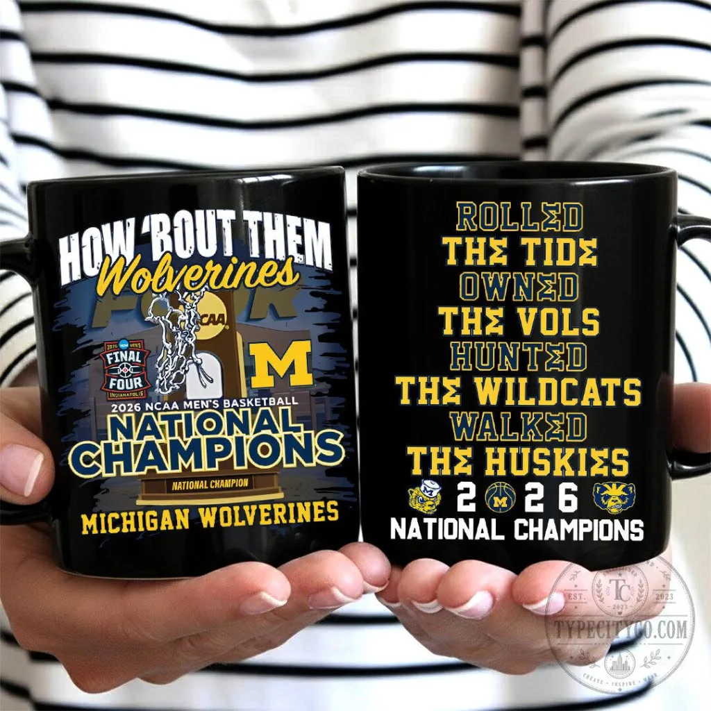 Michigan Wolverines 2026 NCAA Men's Basketball National Champions Black Ceramic Mug 1 Michigan Wolverines 2026 NCAA Men's Basketball National Champions Black Ceramic Mug