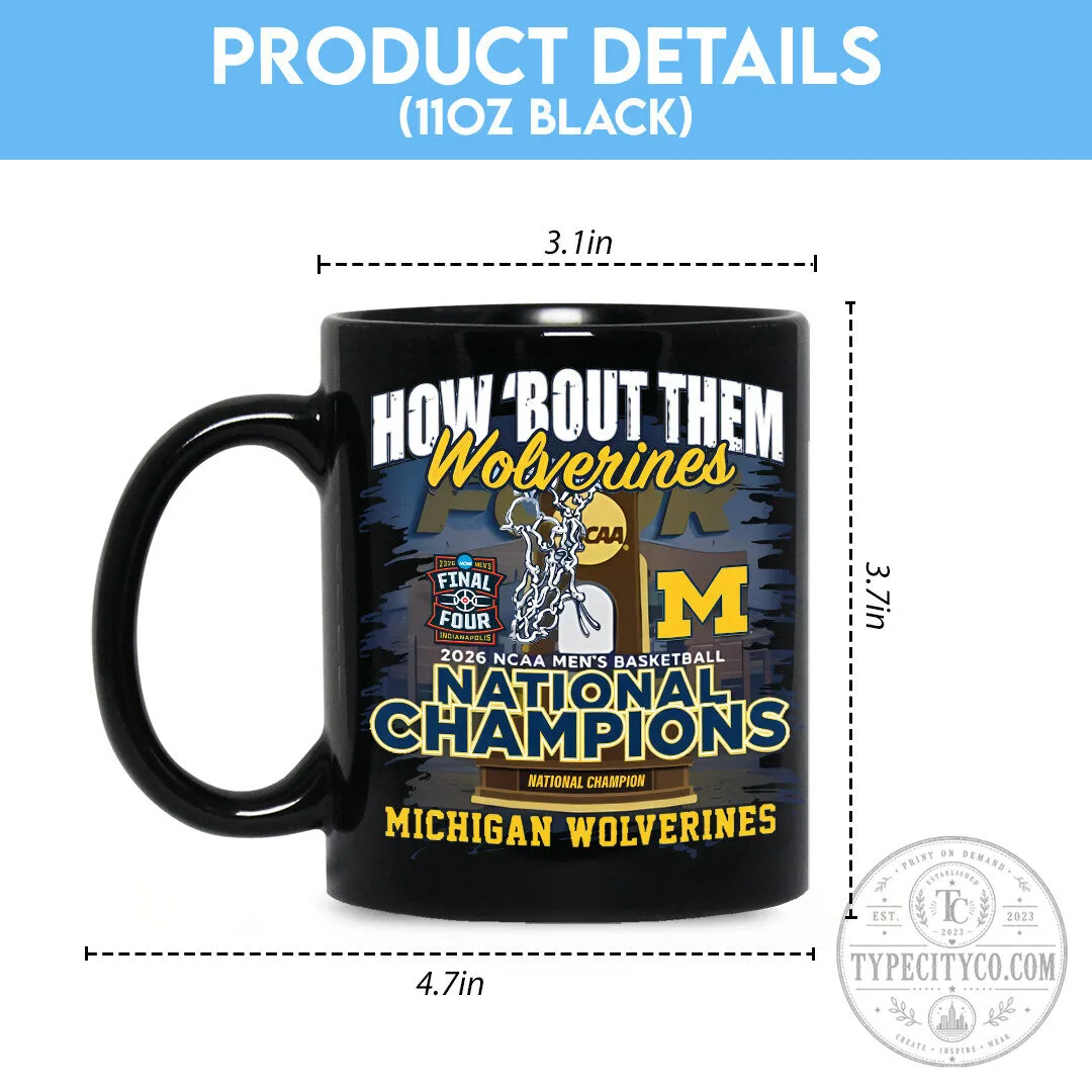 Michigan Wolverines 2026 NCAA Men's Basketball National Champions Black Ceramic Mug 11 Michigan Wolverines 2026 NCAA Men