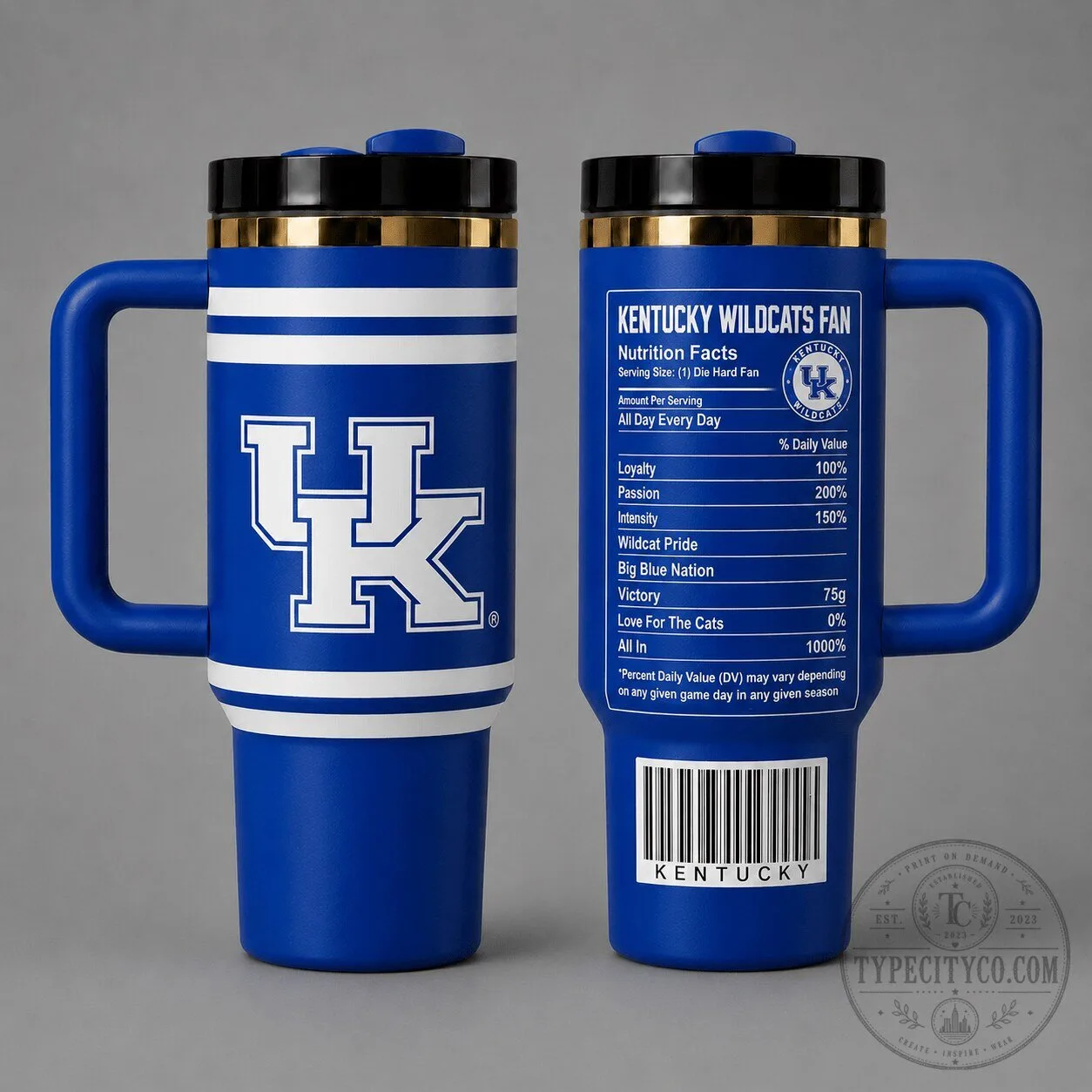 Kentucky Wildcats Nutrition Facts Insulated Stainless Steel Tumbler with Handle