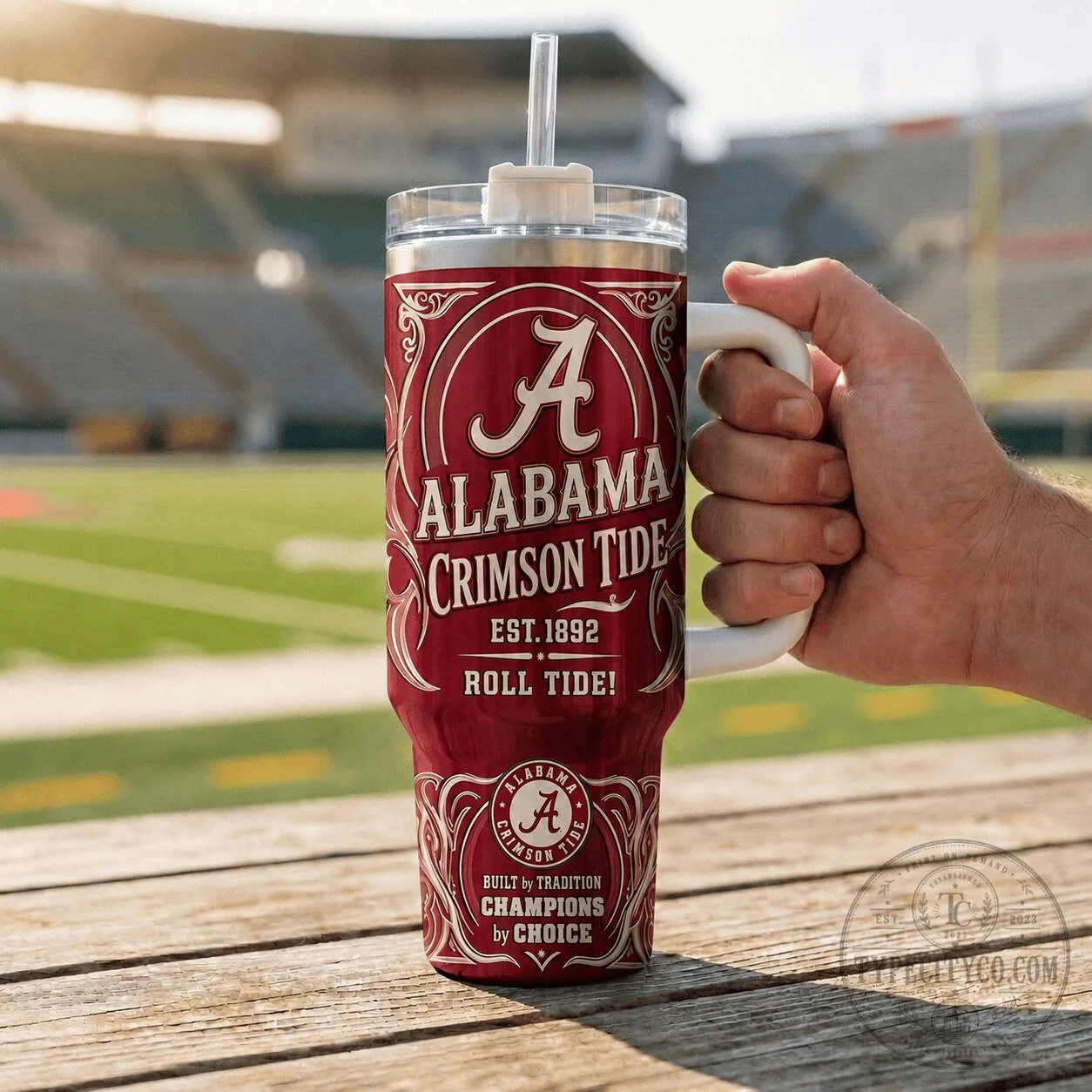 Alabama Crimson Tide University Football Team Insulated Travel Tumbler with Handle