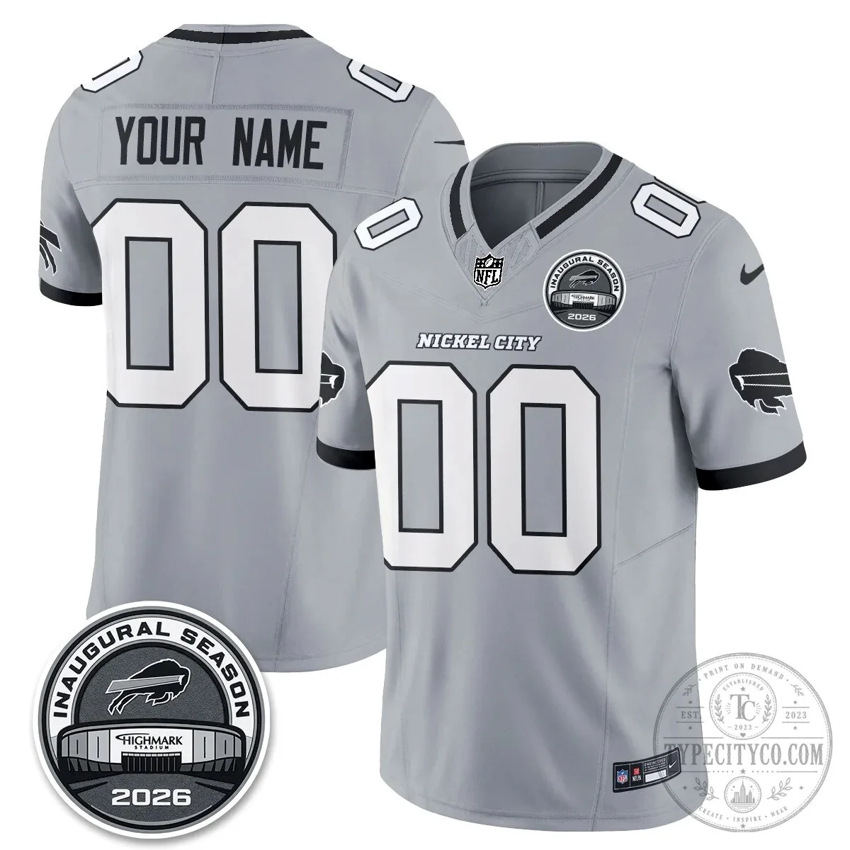 Buffalo Bills Nickel City Edition Inaugural Season Custom Football Jersey 6 Buffalo Bills Nickel City Edition Inaugural Season Custom Football Jersey