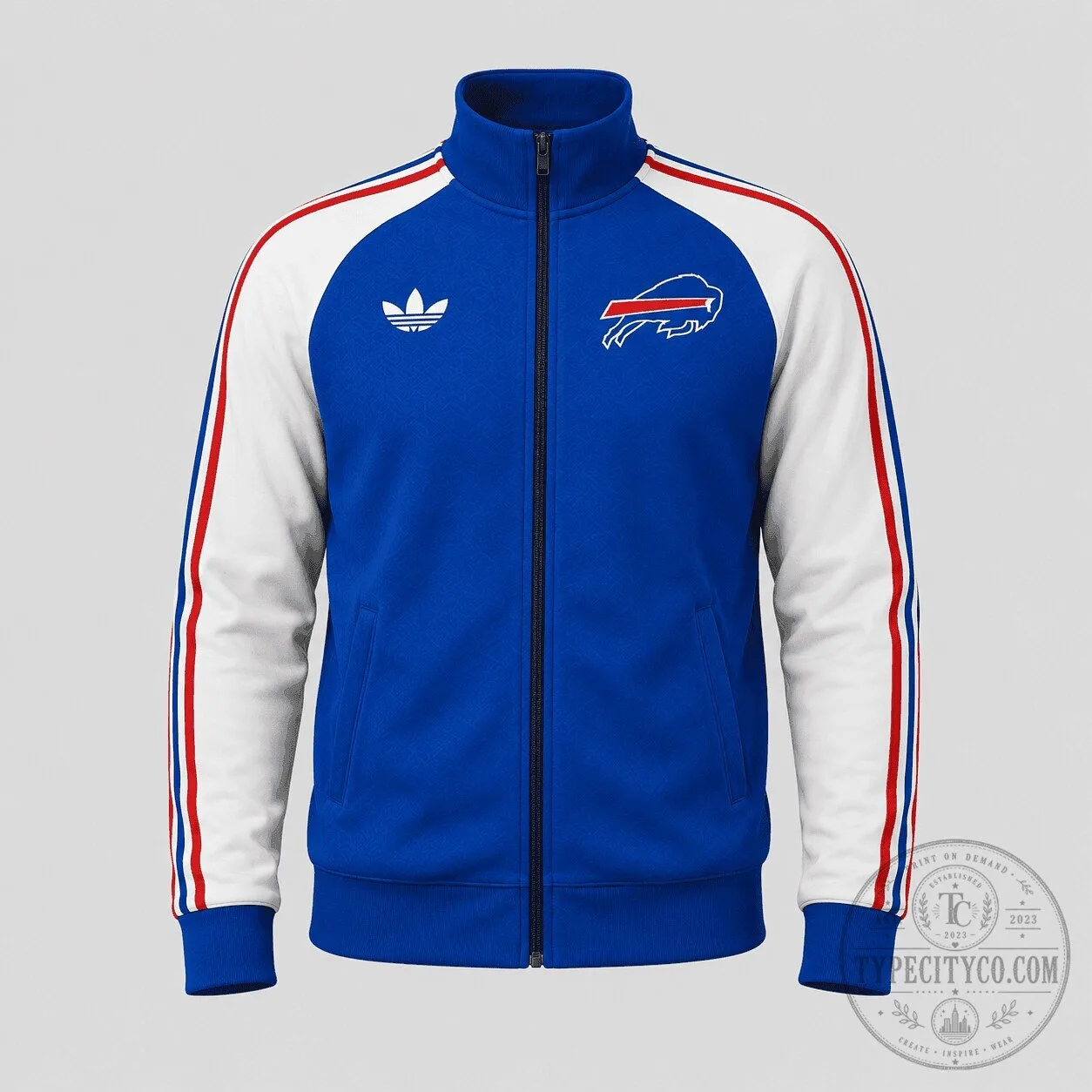 Buffalo Bills Blue and White Striped Full-Zip Track Jacket