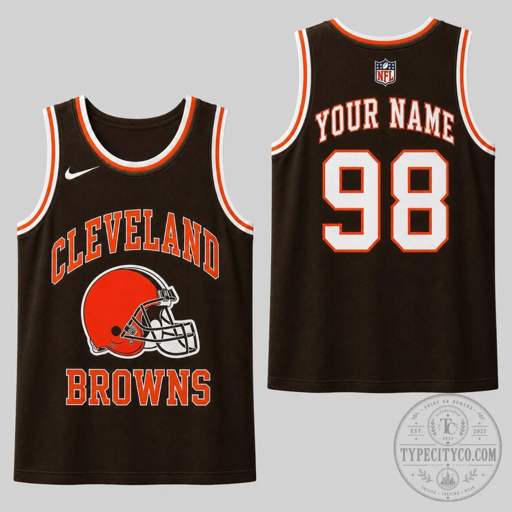 Cleveland Browns Personalized Football Team Name and Number Tank Top Cleveland Browns Personalized Football Team Name and Number Tank Top