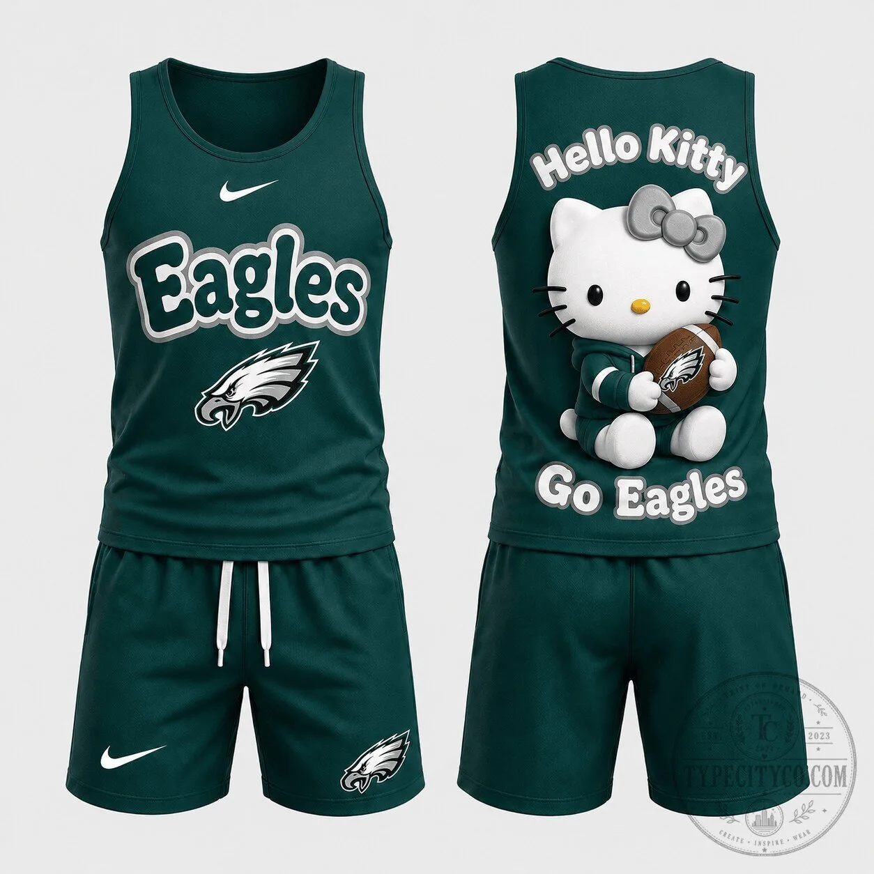 Philadelphia Eagles Hello Kitty Football Tank Top and Shorts Set