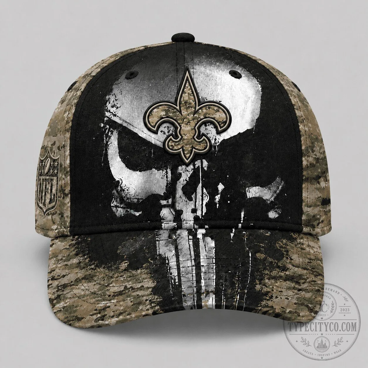 New Orleans Saints Military Skull Camouflage Embroidered Cap Hat