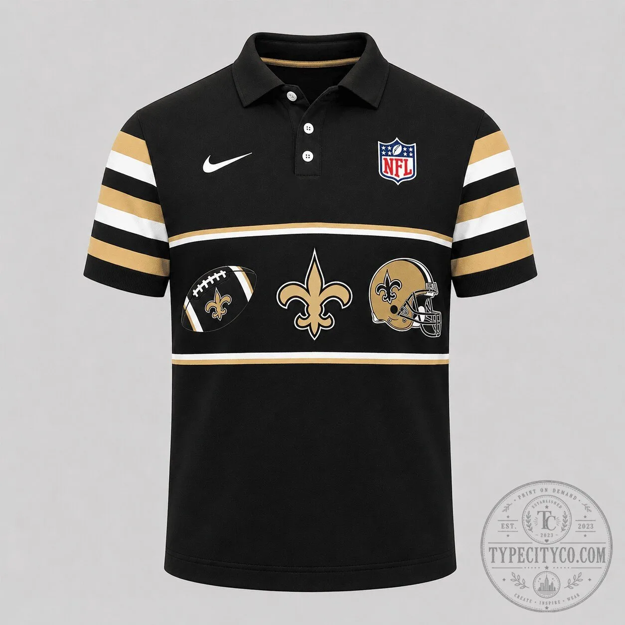 New Orleans Saints National Football League Retro Game Day Polo Shirt 1 New Orleans Saints National Football League Retro Game Day Polo Shirt