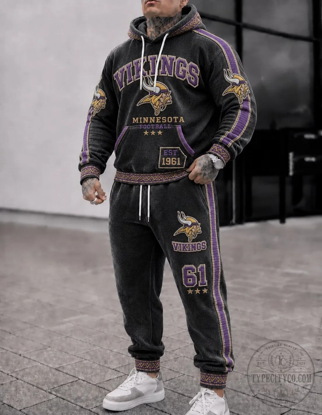 Minnesota Vikings Football Team Est 1961 Hoodie and Sweatpants Set