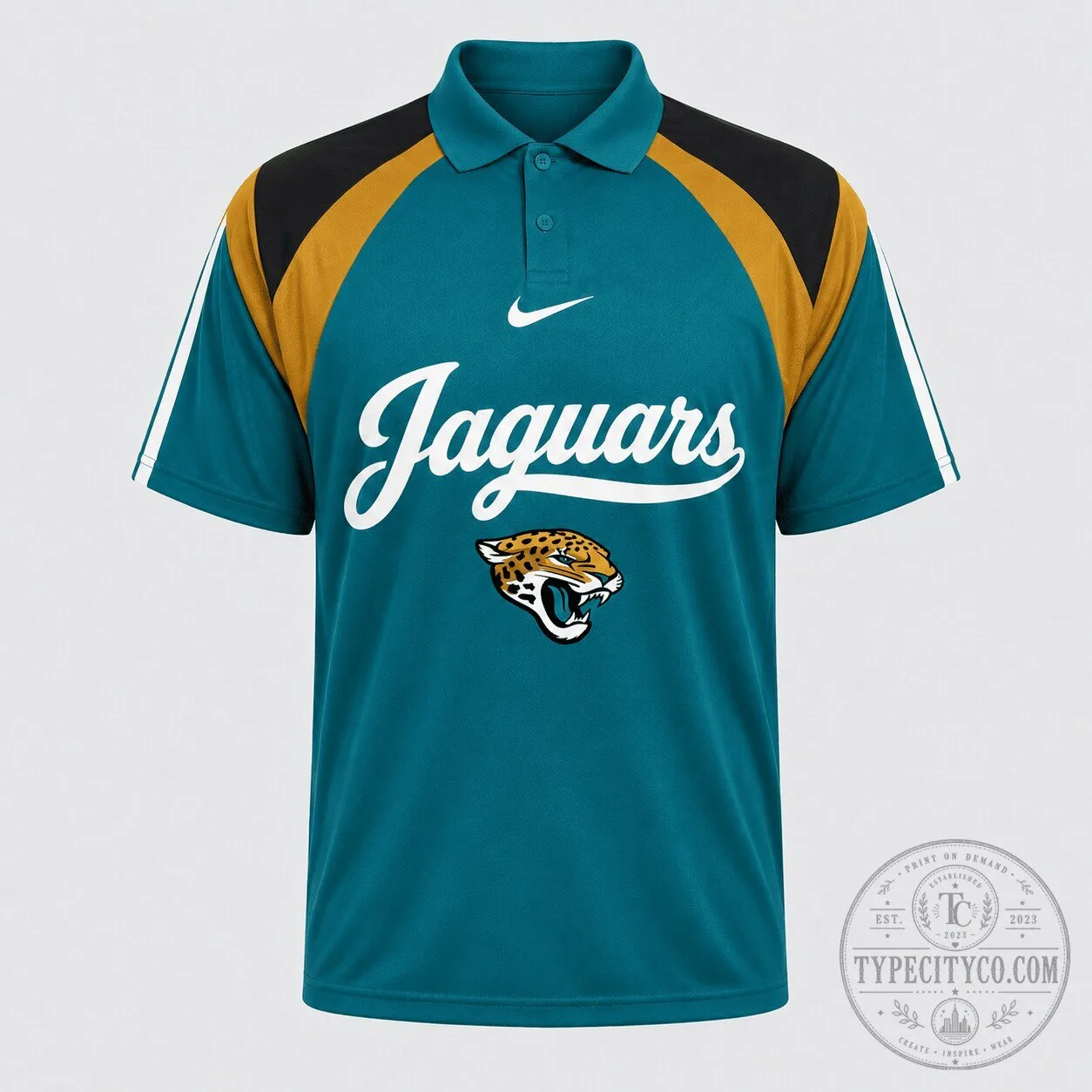 Jacksonville Jaguars National Football League Men's Teal Athletic Polo Shirt