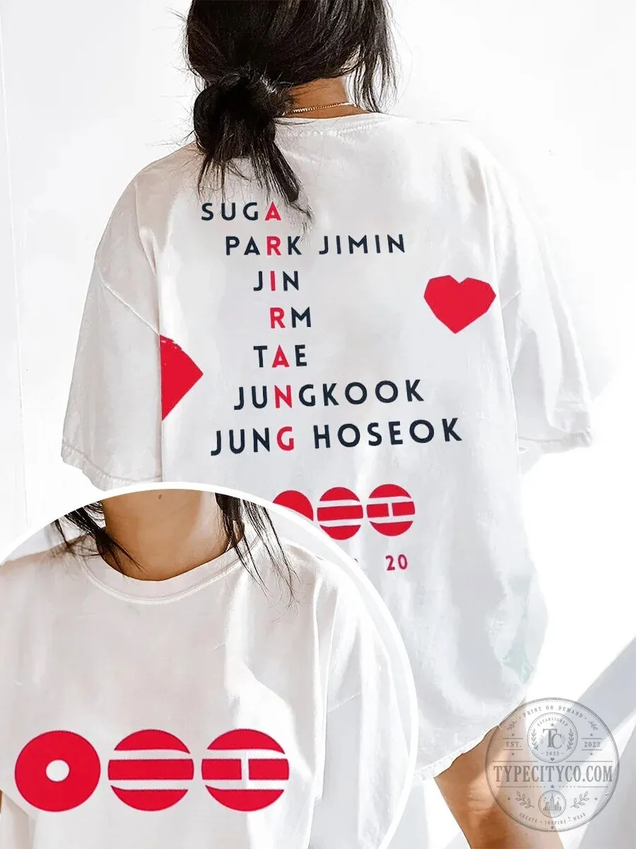 BTS Army Arirang T-Shirt, K-Pop Band Members Names Graphic Tee