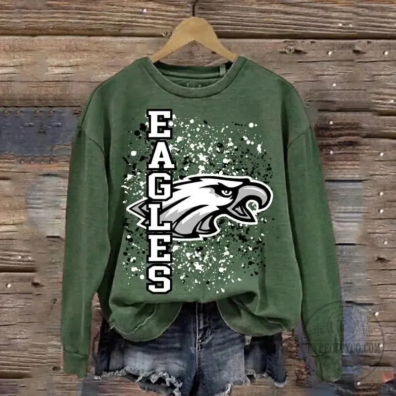 Philadelphia Football Eagles Team Logo Green Crewneck Sweatshirt