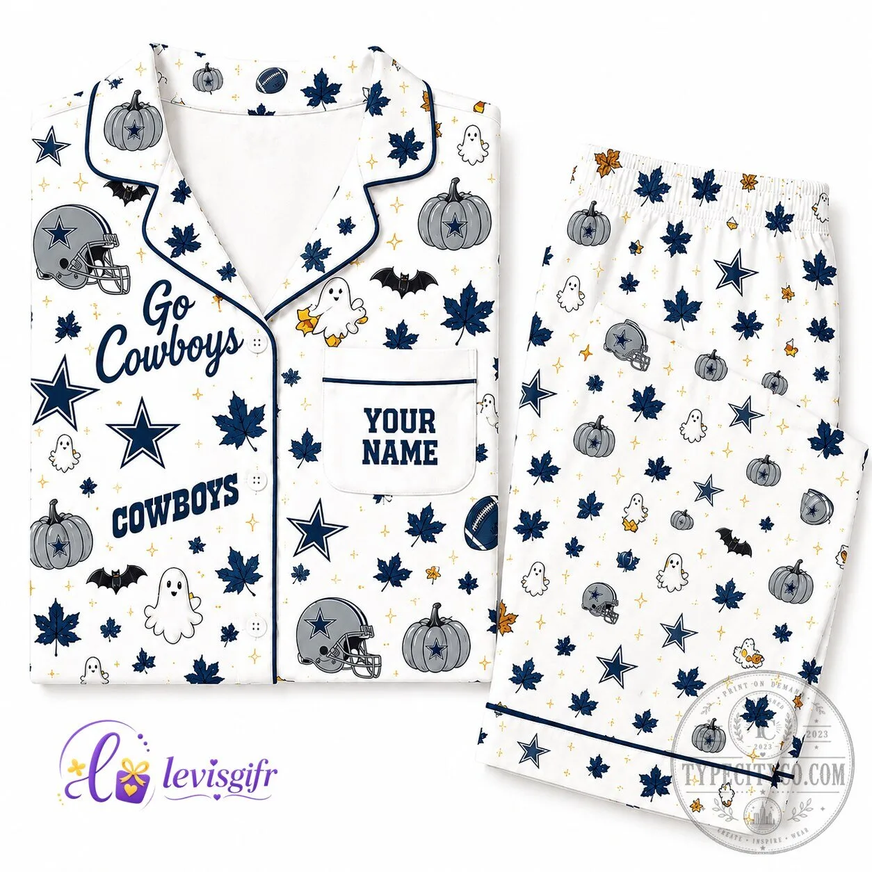 Dallas Cowboys Football Halloween Personalized Pajamas Set for Men and Women