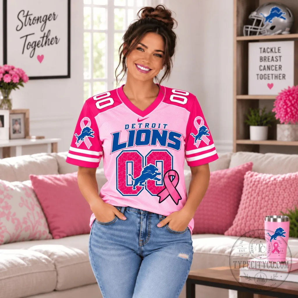 Detroit Lions Tackle Breast Cancer Together Pink Football Jersey Detroit Lions Tackle Breast Cancer Together Pink Football Jersey