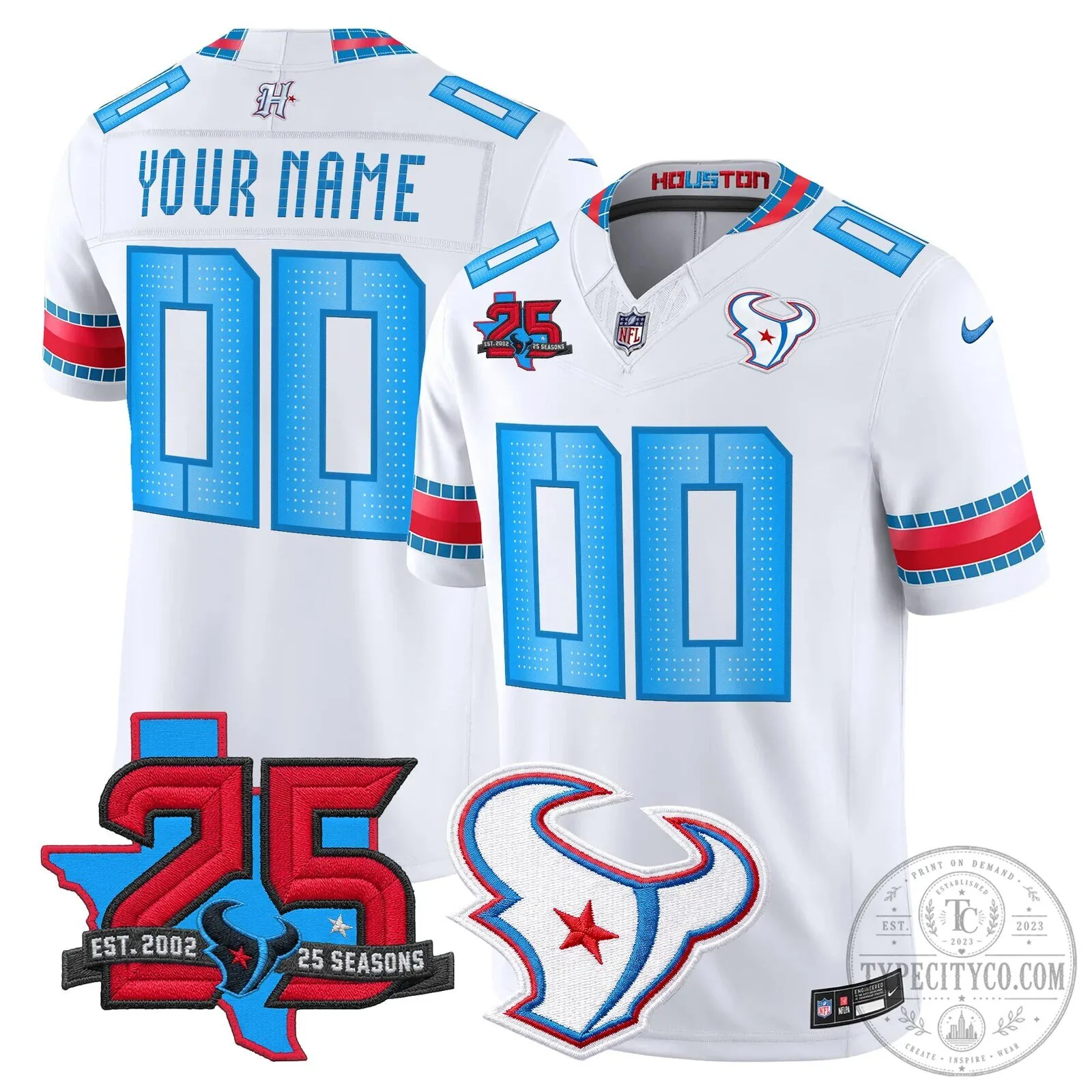 Houston Texans 25th Anniversary Vapor Limited Custom Football Jersey