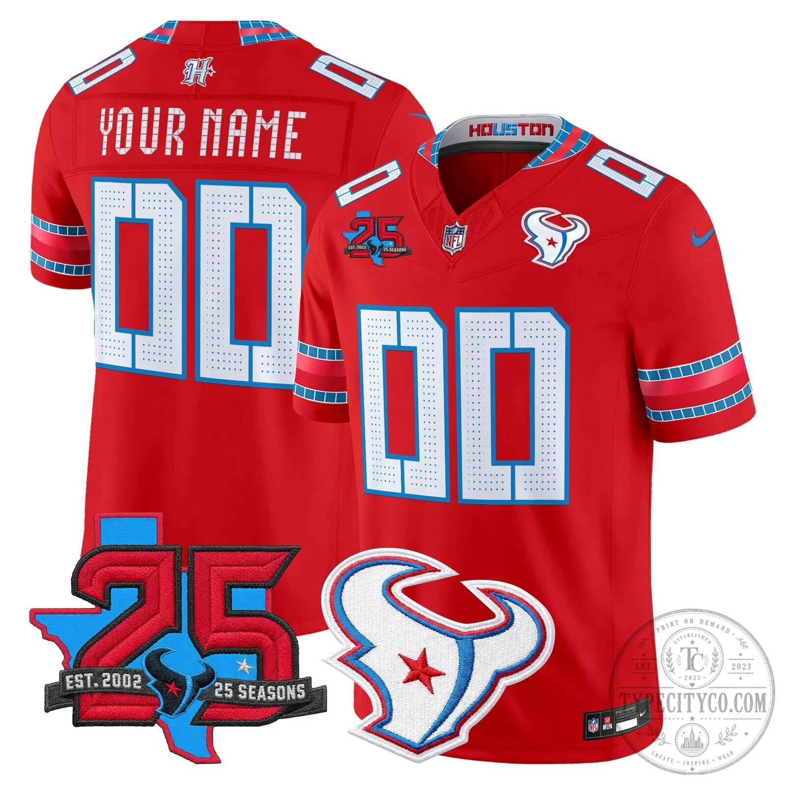 Houston Texans 25th Anniversary Vapor Limited Custom Football Jersey 10 Houston Texans 25th Anniversary Vapor Limited Custom Football Jersey