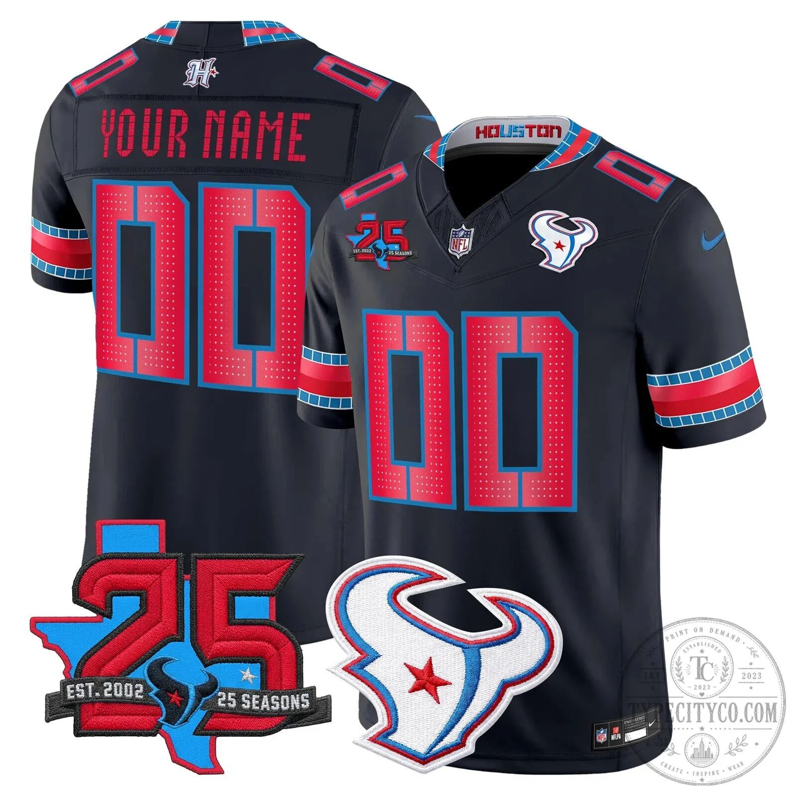 Houston Texans 25th Anniversary Vapor Limited Custom Football Jersey 11 Houston Texans 25th Anniversary Vapor Limited Custom Football Jersey