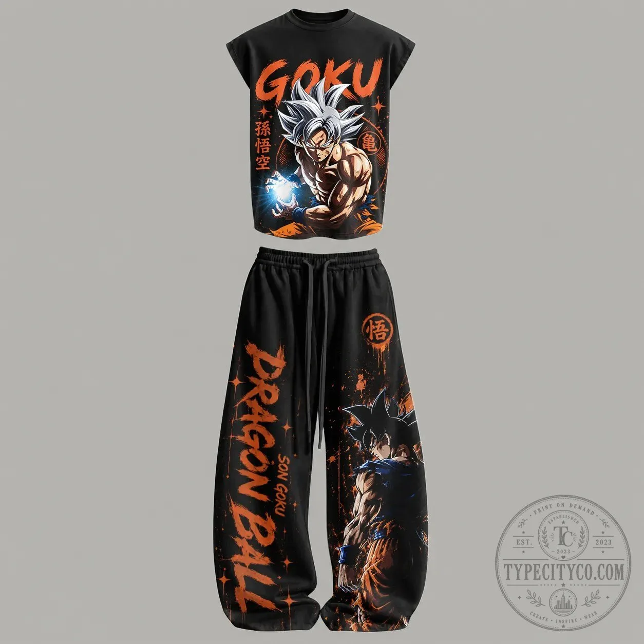 Dragon Ball Z Goku Ultra Instinct Super Saiyan Black Tank Top and Pants Set