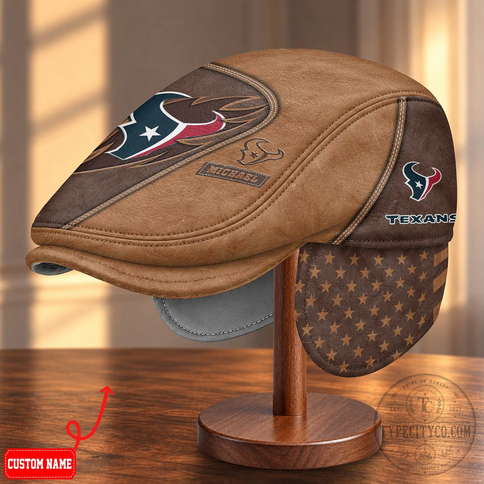 Houston Texans NFL Flat Cap with Foldable Ear Flaps