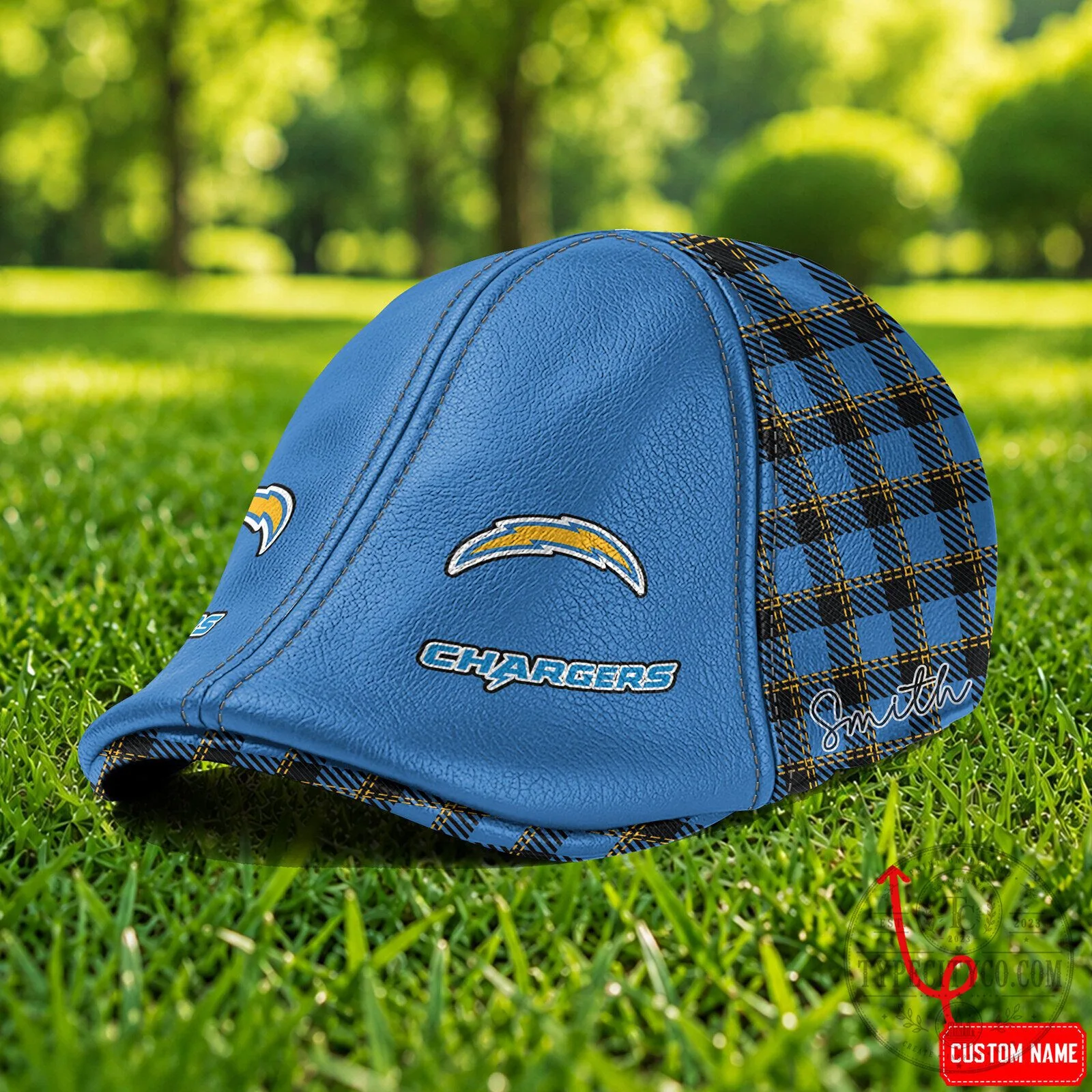 Los Angeles Chargers NFL Ivy Cap Hat with Plaid Pattern and Custom Name