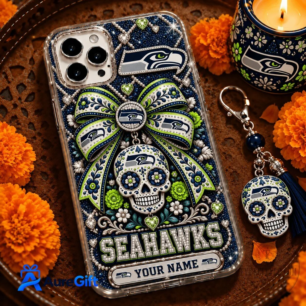 Seattle Seahawks Día de los Muertos Personalized Phone Case Seattle Seahawks Día de los Muertos Personalized Phone Case