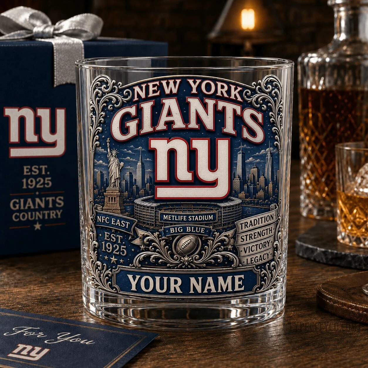 New York Giants NFL Football Personalized Whiskey Glass