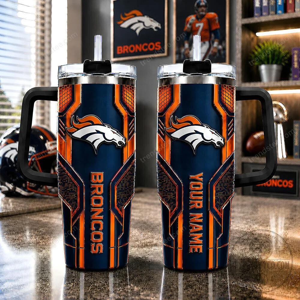 Denver Broncos Football Team Personalized Insulated Tumbler with Handle