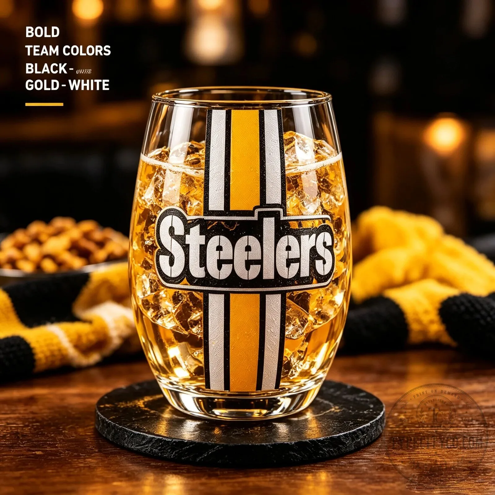 Pittsburgh Steelers NFL Football Team Logo Stemless Drinking Glasses Set 13 Pittsburgh Steelers NFL Football Team Logo Stemless Drinking Glasses Set