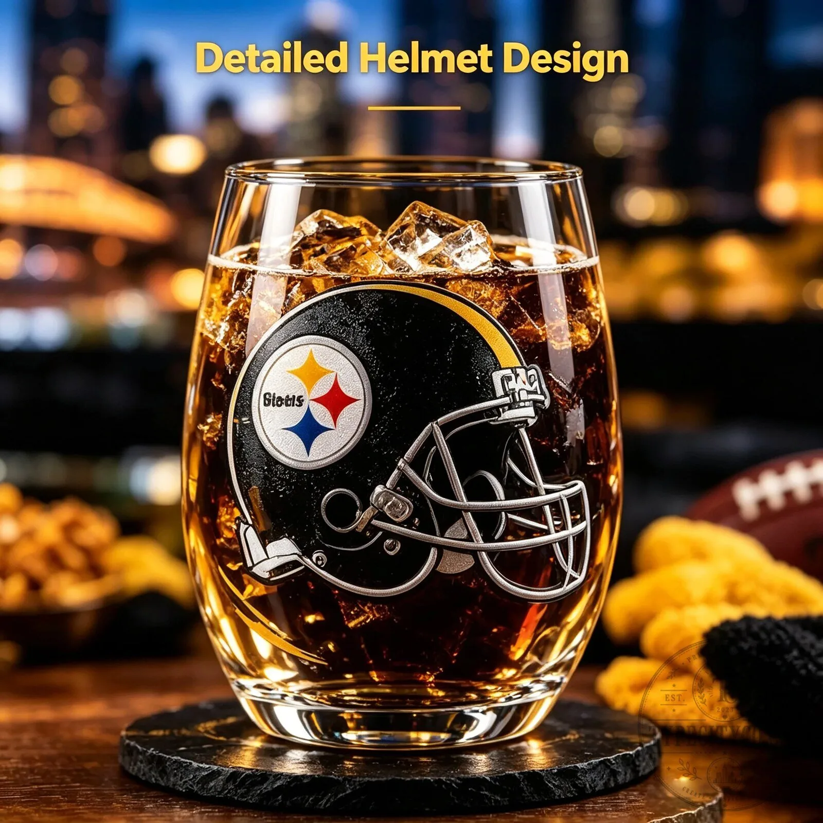 Pittsburgh Steelers NFL Football Team Logo Stemless Drinking Glasses Set 14 Pittsburgh Steelers NFL Football Team Logo Stemless Drinking Glasses Set