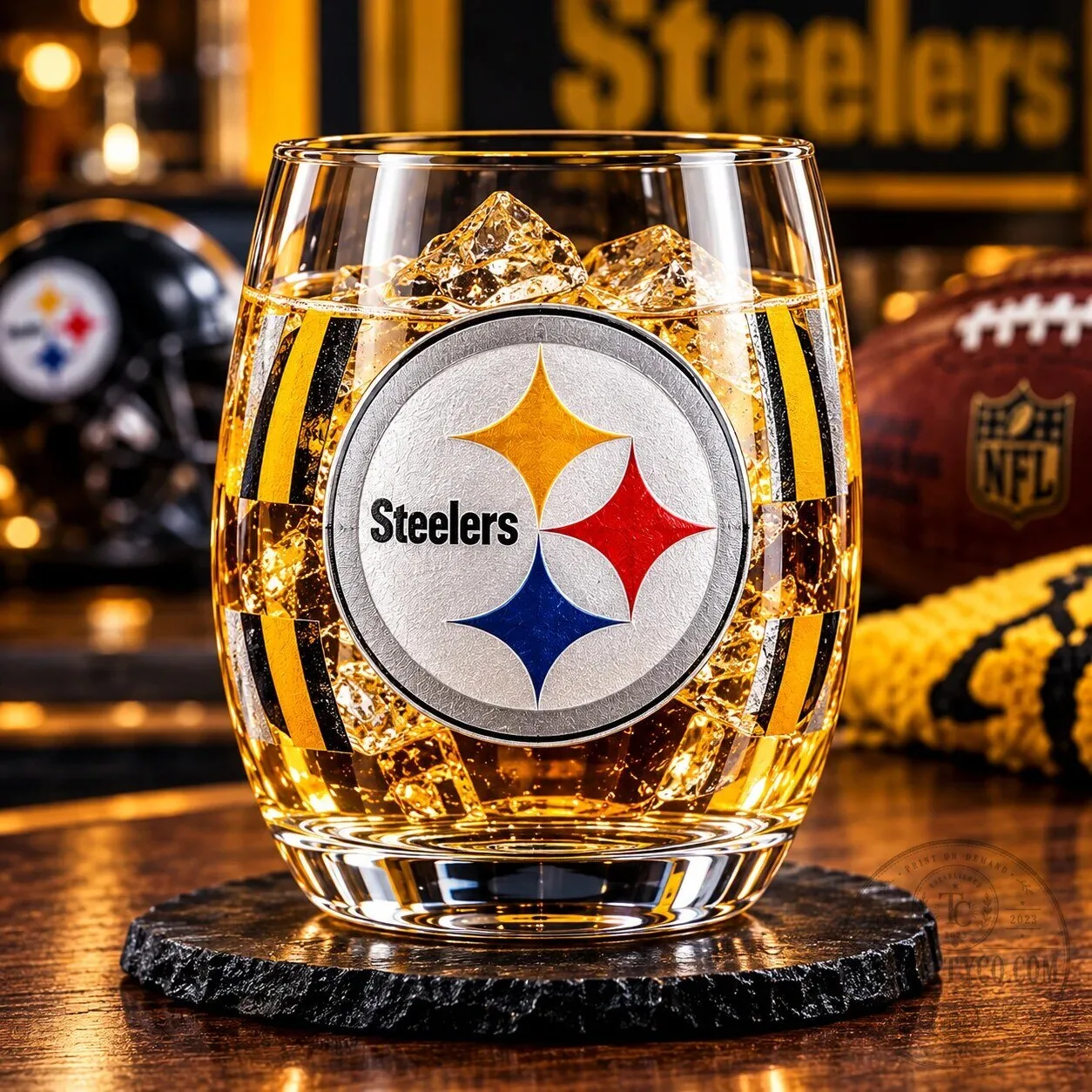 Pittsburgh Steelers NFL Football Team Logo Stemless Drinking Glasses Set 15 Pittsburgh Steelers NFL Football Team Logo Stemless Drinking Glasses Set