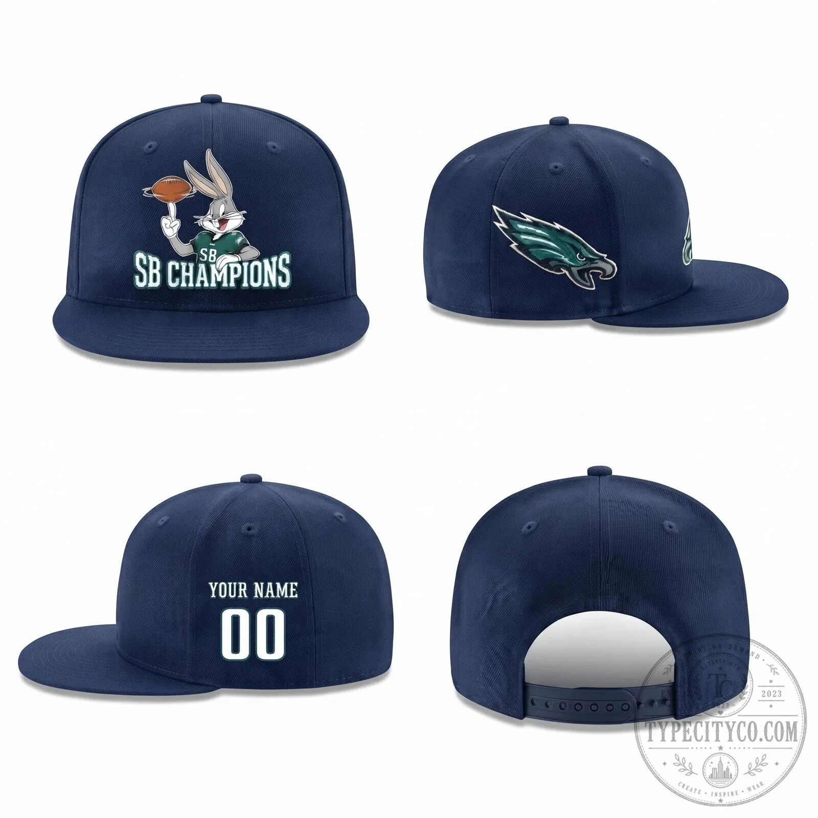 Personalized Snapback Hat featuring Philadelphia Eagles Bugs Bunny Super Bowl Champions 10 Personalized Snapback Hat featuring Philadelphia Eagles Bugs Bunny Super Bowl Champions