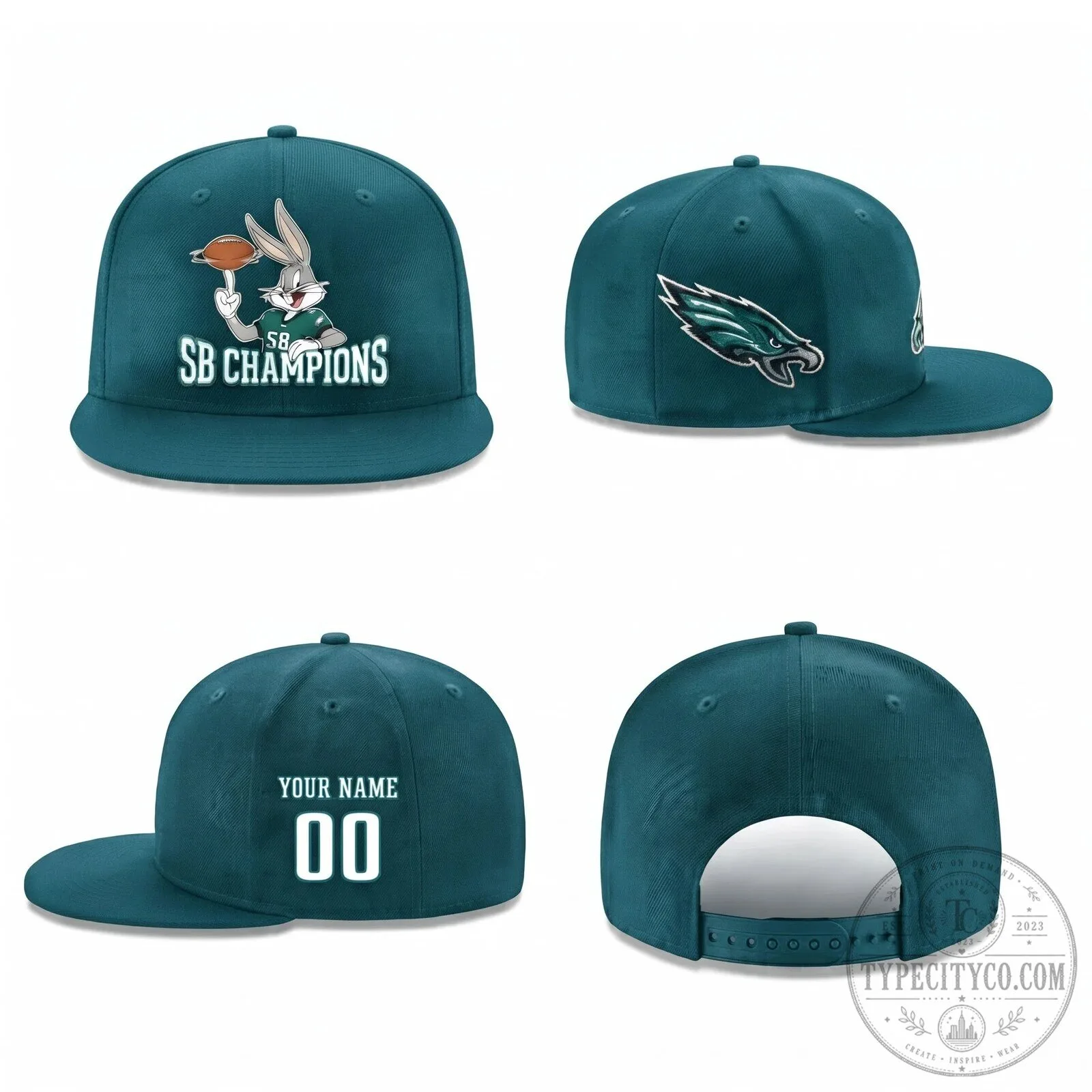Personalized Snapback Hat featuring Philadelphia Eagles Bugs Bunny Super Bowl Champions 11 Personalized Snapback Hat featuring Philadelphia Eagles Bugs Bunny Super Bowl Champions