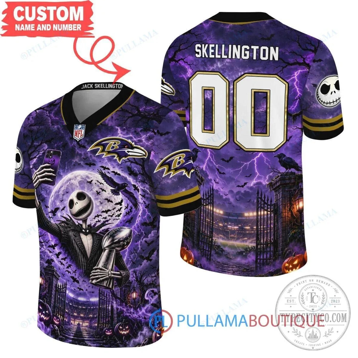 Baltimore Ravens Jack Skellington Halloween Football Jersey