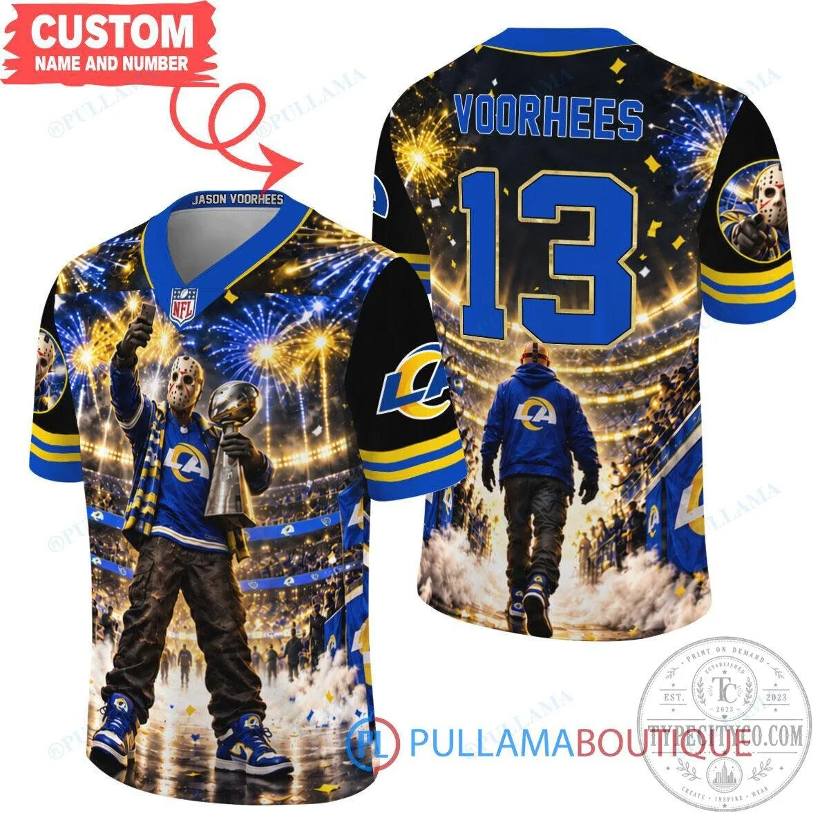 Los Angeles Rams Jason Voorhees Halloween Football Jersey 2 Los Angeles Rams Jason Voorhees Halloween Football Jersey