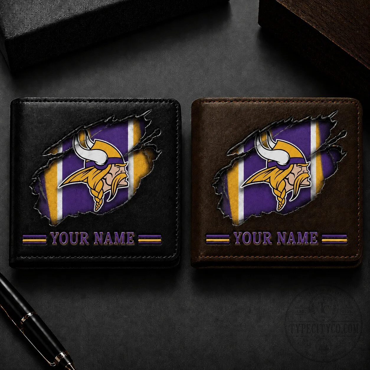 Minnesota Vikings Personalized Faux Leather Wallet for Men