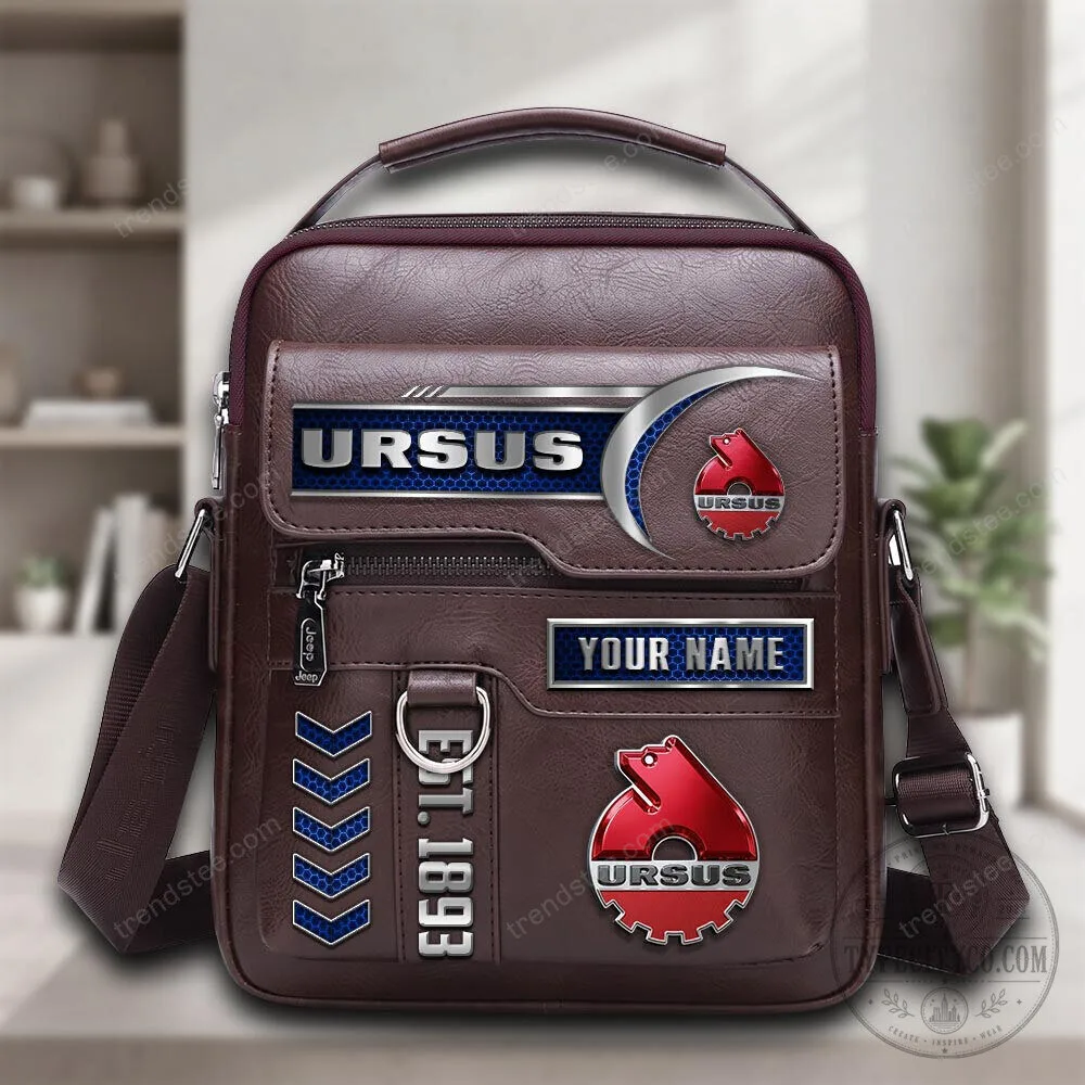 Ursus Tractor Logo Personalized Brown Leather Shoulder Bag