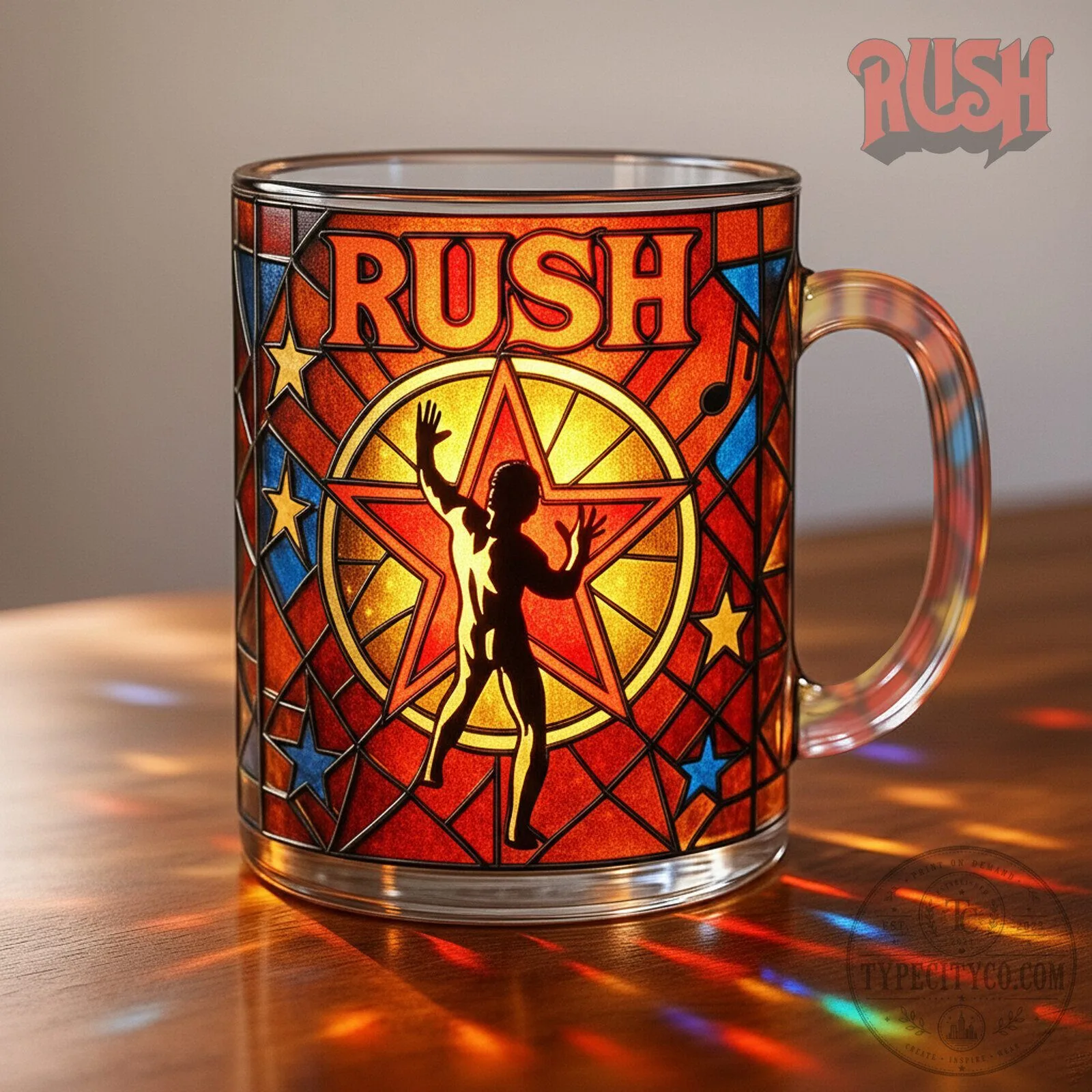 Rush Band Starman 2112 Album Cover Art Stained Glass Coffee Mug