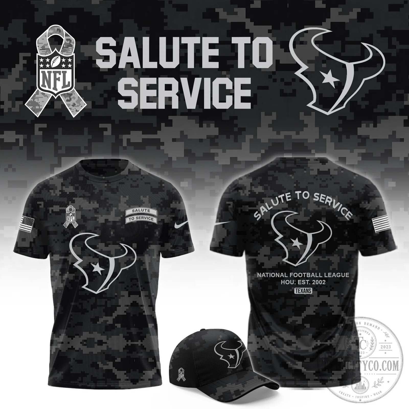 Houston Texans Salute To Service Digital Camouflage T-Shirt