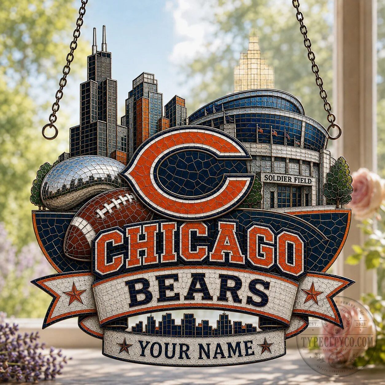 Chicago Bears National Football League Stained Glass Suncatcher