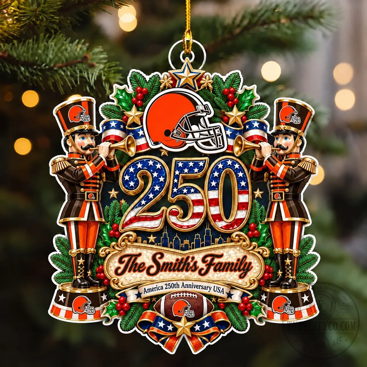 Cleveland Browns NFL Football Christmas Tree Ornament Custom Name