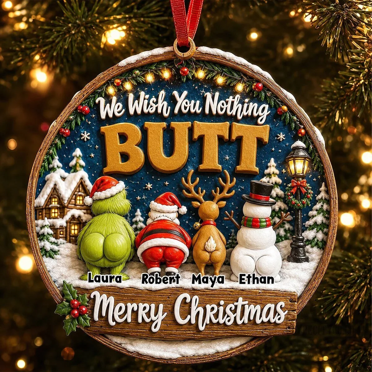 Personalized Funny Christmas We Wish You Nothing Butt Family Ornament 13 Personalized Funny Christmas We Wish You Nothing Butt Family Ornament