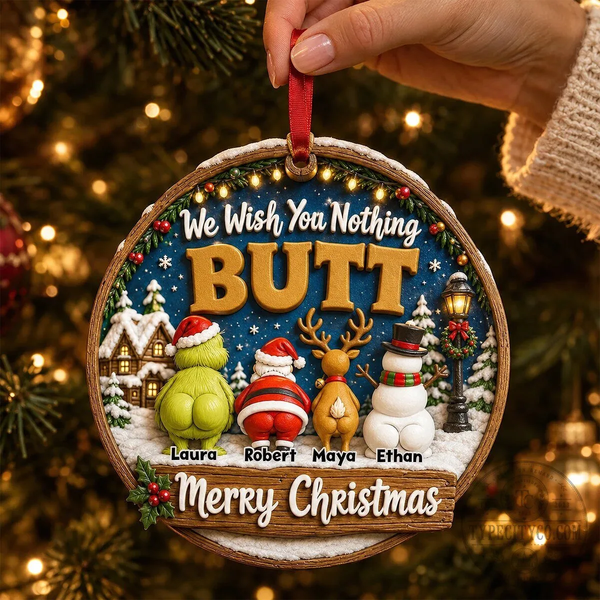 Personalized Funny Christmas We Wish You Nothing Butt Family Ornament 14 Personalized Funny Christmas We Wish You Nothing Butt Family Ornament