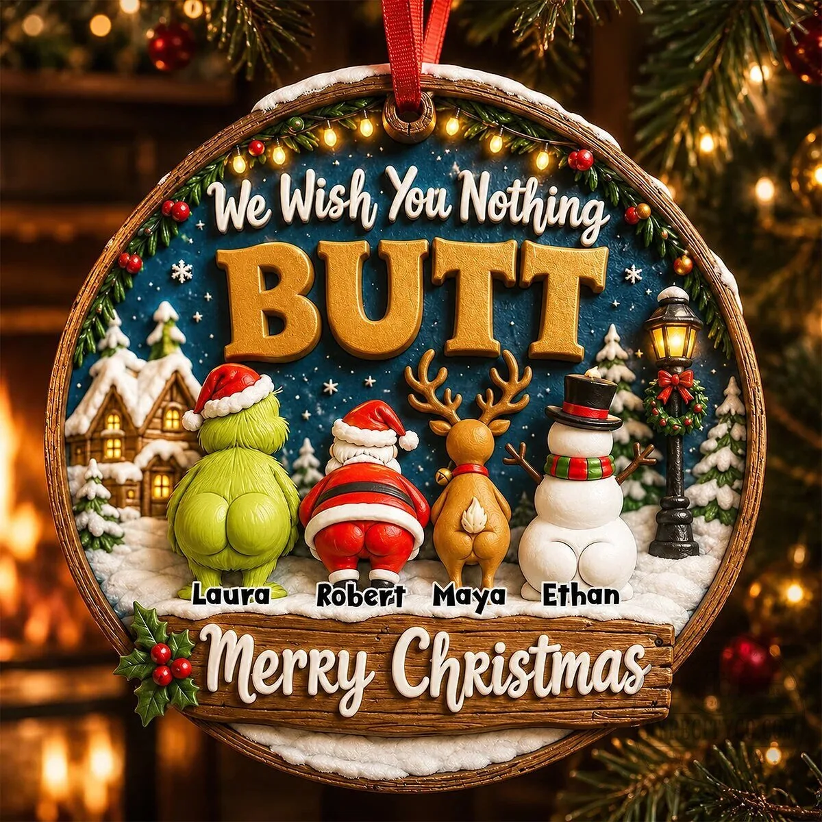 Personalized Funny Christmas We Wish You Nothing Butt Family Ornament 15 Personalized Funny Christmas We Wish You Nothing Butt Family Ornament