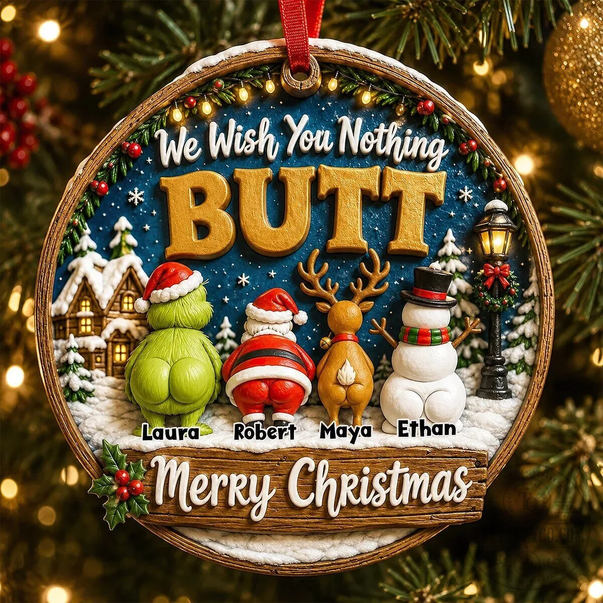 Personalized Funny Christmas We Wish You Nothing Butt Family Ornament 16 Personalized Funny Christmas We Wish You Nothing Butt Family Ornament